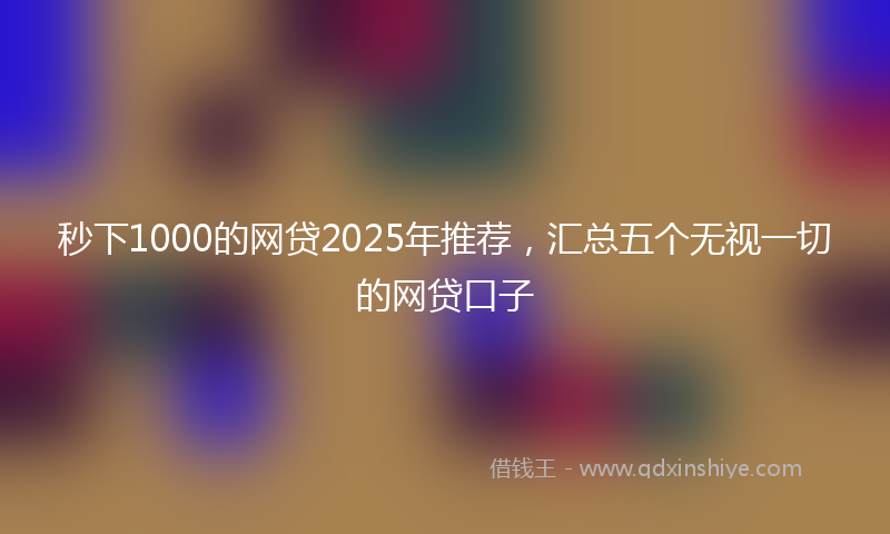 秒下1000的网贷2025年推荐，汇总五个无视一切的网贷口子