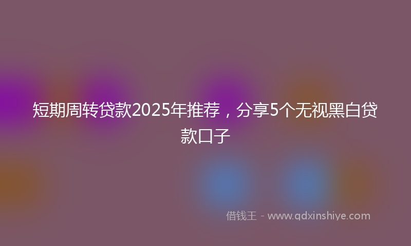 短期周转贷款2025年推荐，分享5个无视黑白贷款口子