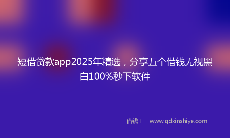 短借贷款app2025年精选,分享五个借钱无视黑白100%秒下软件