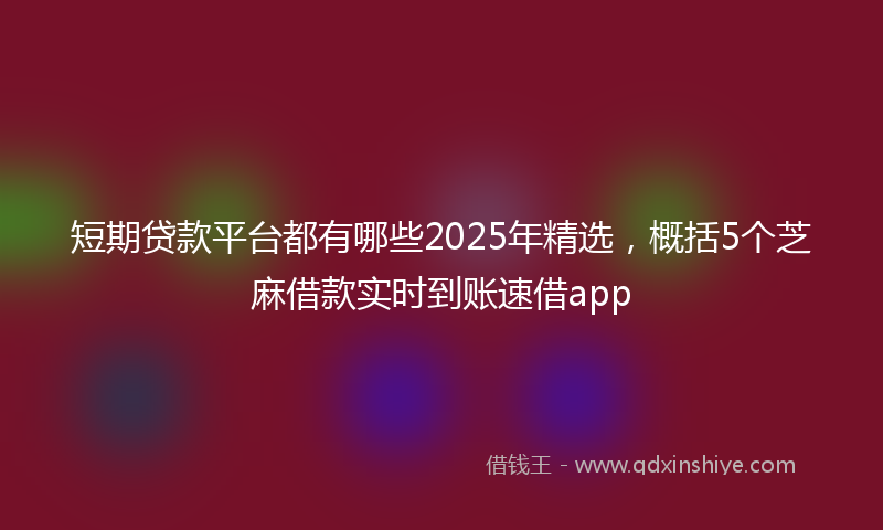 短期贷款平台都有哪些2025年精选，概括5个芝麻借款实时到账速借app