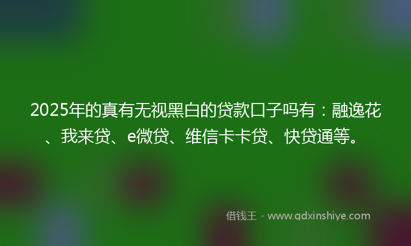 2025年的真有无视黑白的贷款口子吗有：融逸花、我来贷、e微贷、维信卡卡贷、快贷通等。