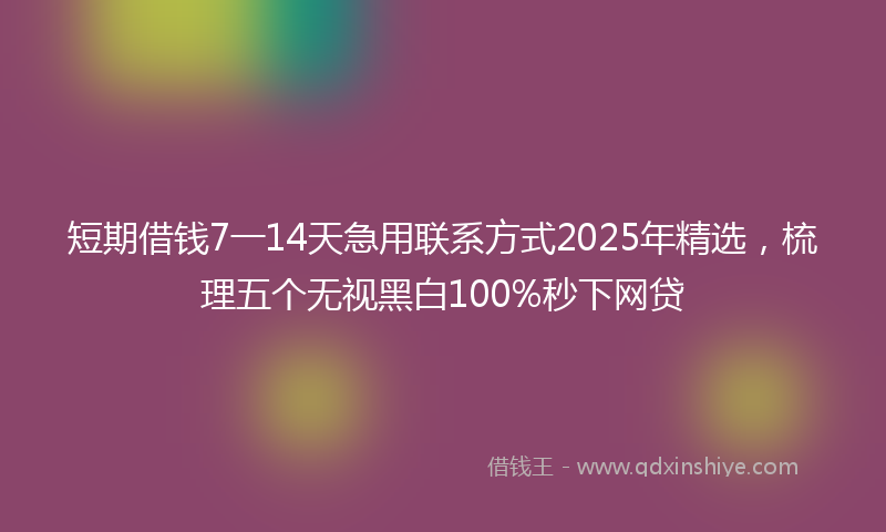 短期借钱7一14天急用联系方式2025年精选,梳理五个无视黑白100%秒下网贷