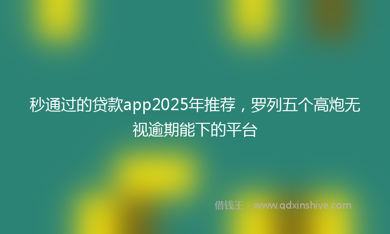 秒通过的贷款app2025年推荐，罗列五个高炮无视逾期能下的平台
