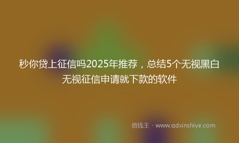 秒你贷上征信吗2025年推荐，总结5个无视黑白无视征信申请就下款的软件