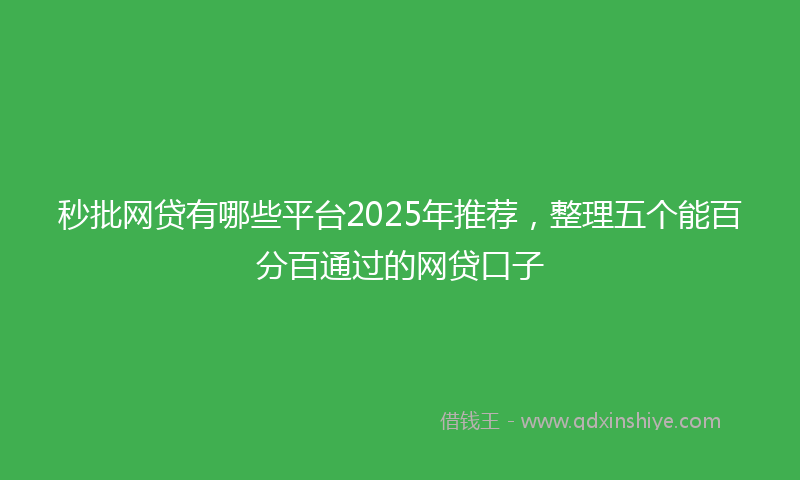 秒批网贷有哪些平台2025年推荐，整理五个能百分百通过的网贷口子