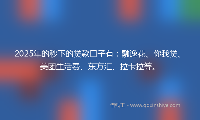 2025年的秒下的贷款口子有：融逸花、你我贷、美团生活费、东方汇、拉卡拉等。