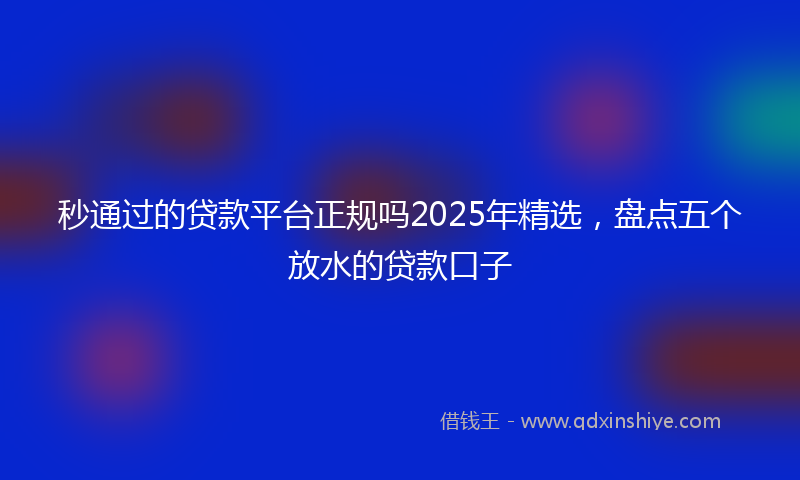 秒通过的贷款平台正规吗2025年精选，盘点五个放水的贷款口子