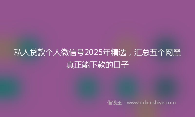 私人贷款个人微信号2025年精选，汇总五个网黑真正能下款的口子
