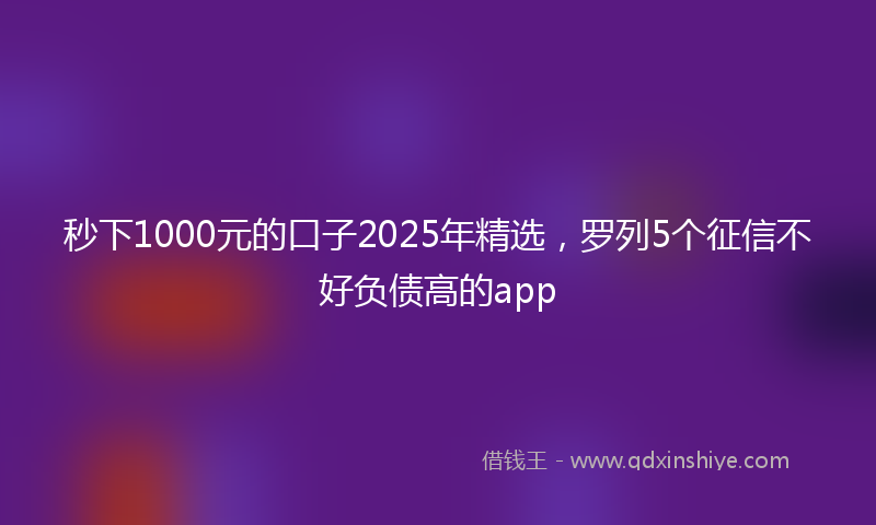 秒下1000元的口子2025年精选，罗列5个征信不好负债高的app