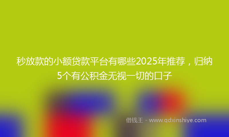 秒放款的小额贷款平台有哪些2025年推荐，归纳5个有公积金无视一切的口子