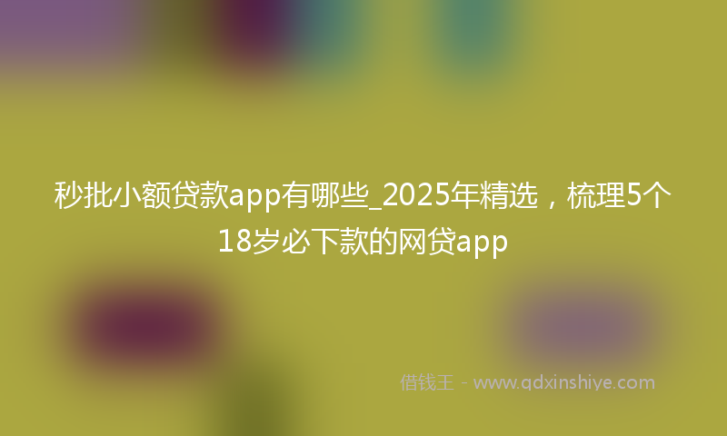 秒批小额贷款app有哪些_2025年精选，梳理5个18岁必下款的网贷app