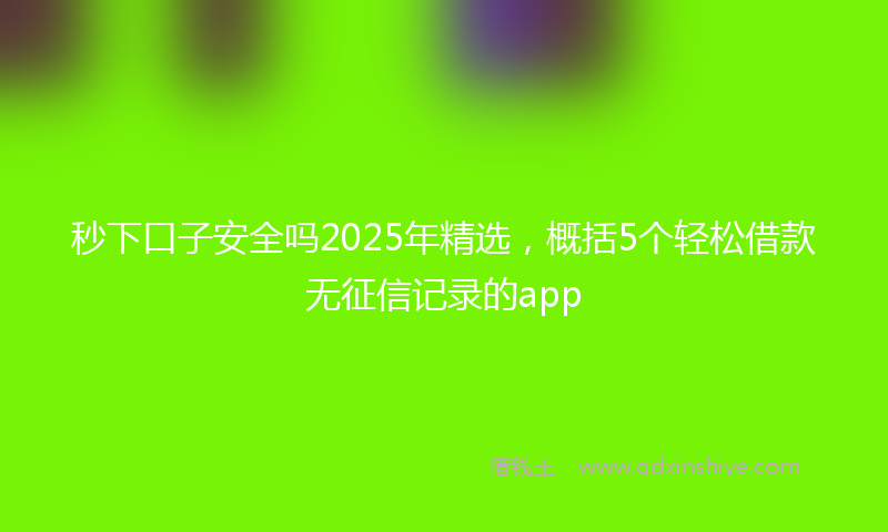 秒下口子安全吗2025年精选，概括5个轻松借款无征信记录的app