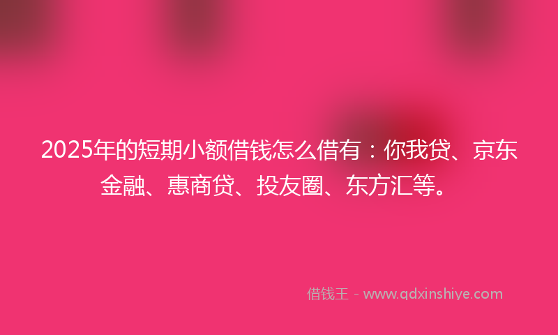 2025年的短期小额借钱怎么借有：你我贷、京东金融、惠商贷、投友圈、东方汇等。