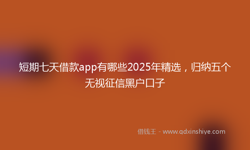 短期七天借款app有哪些2025年精选，归纳五个无视征信黑户口子