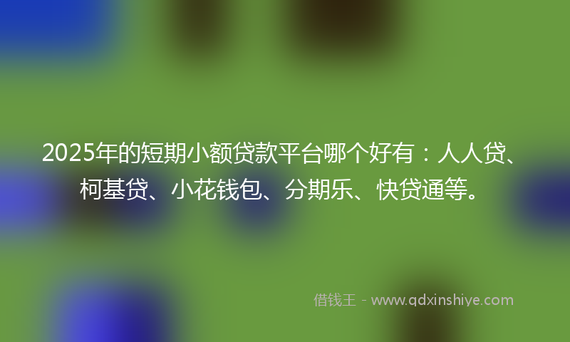 2025年的短期小额贷款平台哪个好有：人人贷、柯基贷、小花钱包、分期乐、快贷通等。