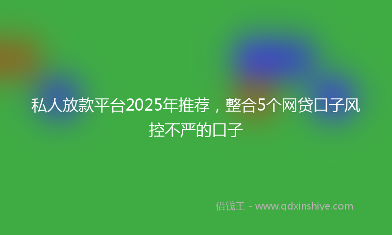 私人放款平台2025年推荐，整合5个网贷口子风控不严的口子
