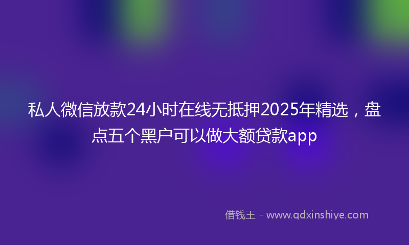 私人微信放款24小时在线无抵押2025年精选，盘点五个黑户可以做大额贷款app