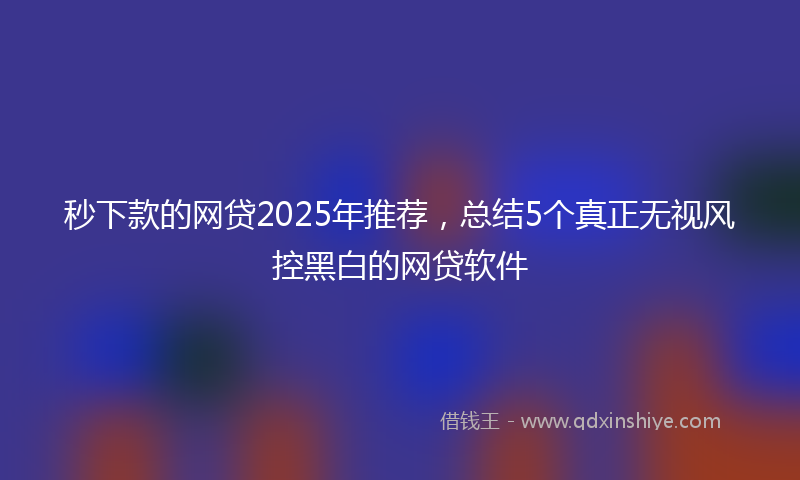 秒下款的网贷2025年推荐，总结5个真正无视风控黑白的网贷软件