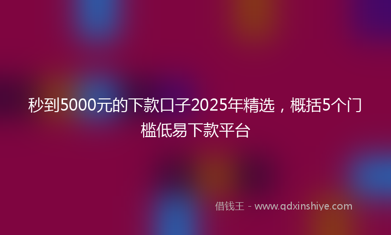 秒到5000元的下款口子2025年精选，概括5个门槛低易下款平台