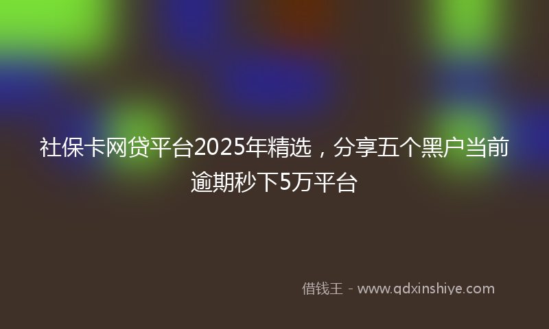社保卡网贷平台2025年精选，分享五个黑户当前逾期秒下5万平台