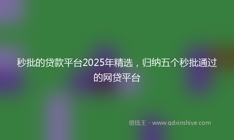 秒批的贷款平台2025年精选，归纳五个秒批通过的网贷平台