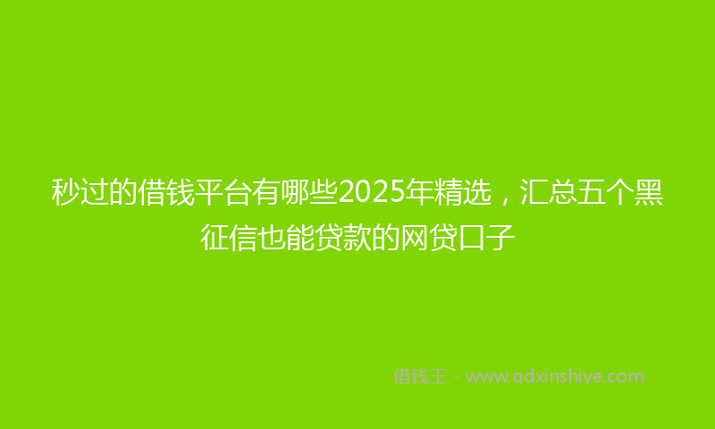 秒过的借钱平台有哪些2025年精选，汇总五个黑征信也能贷款的网贷口子