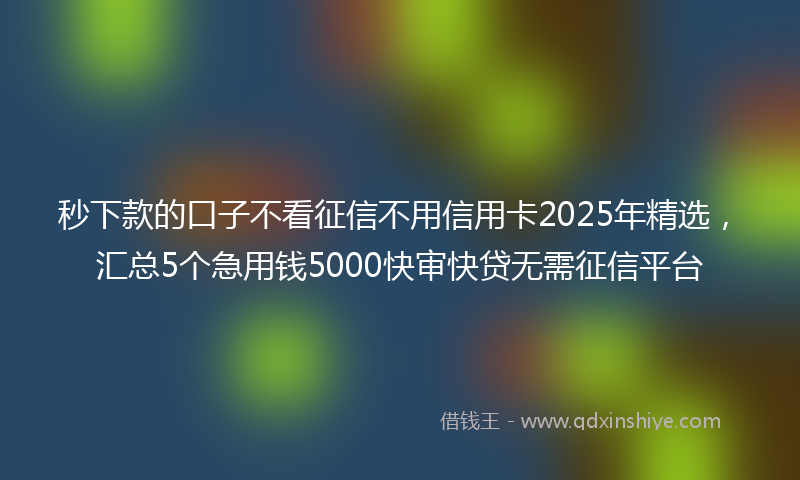 秒下款的口子不看征信不用信用卡2025年精选，汇总5个急用钱5000快审快贷无需征信平台