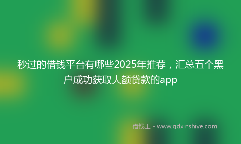 秒过的借钱平台有哪些2025年推荐，汇总五个黑户成功获取大额贷款的app