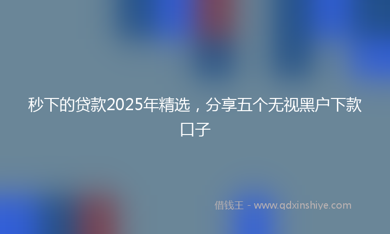 秒下的贷款2025年精选，分享五个无视黑户下款口子
