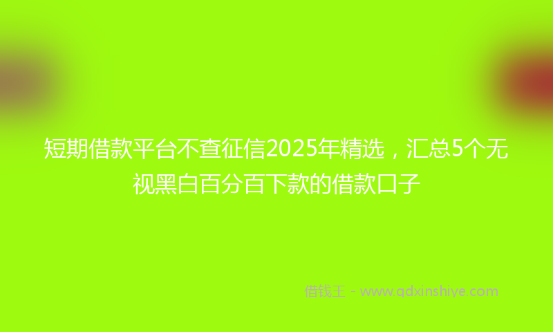 短期借款平台不查征信2025年精选，汇总5个无视黑白百分百下款的借款口子