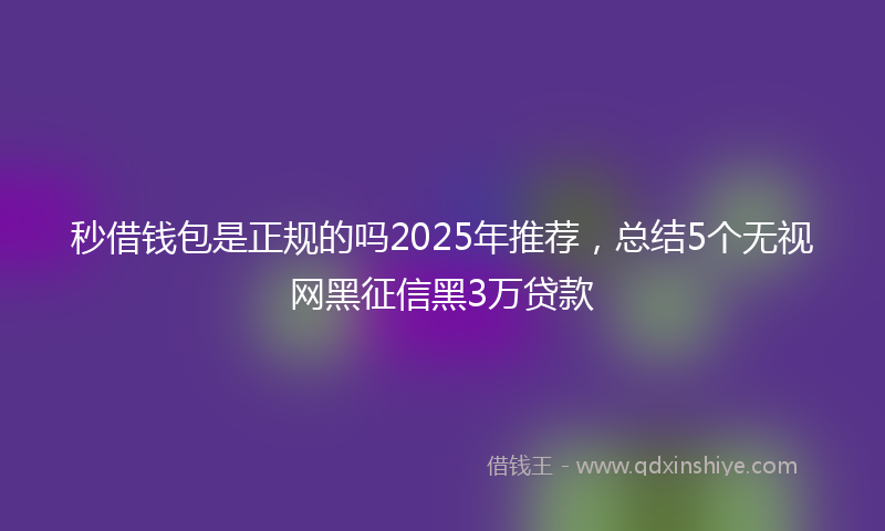 秒借钱包是正规的吗2025年推荐，总结5个无视网黑征信黑3万贷款