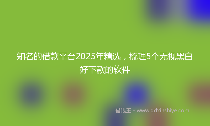 知名的借款平台2025年精选,梳理5个无视黑白好下款的软件