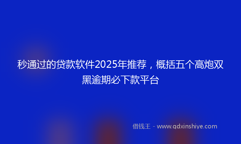 秒通过的贷款软件2025年推荐，概括五个高炮双黑逾期必下款平台