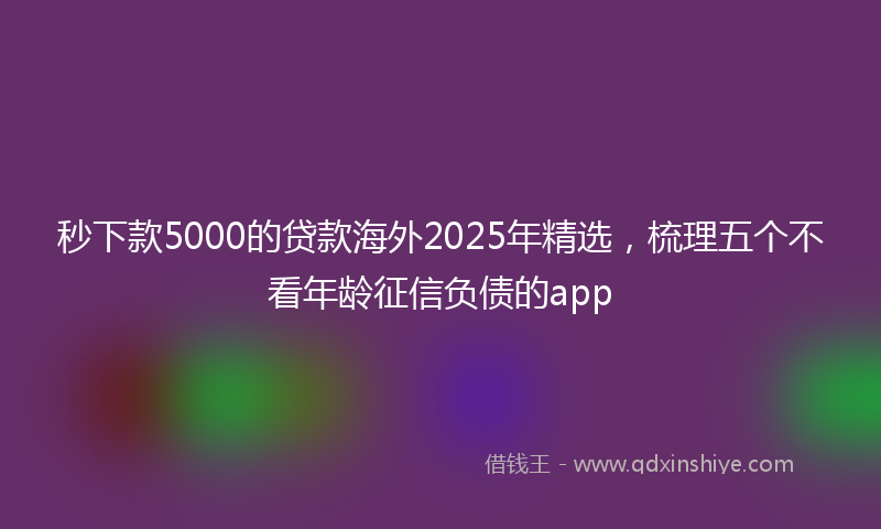 秒下款5000的贷款海外2025年精选，梳理五个不看年龄征信负债的app