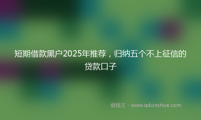 短期借款黑户2025年推荐，归纳五个不上征信的贷款口子