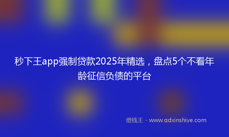 秒下王app强制贷款2025年精选，盘点5个不看年龄征信负债的平台