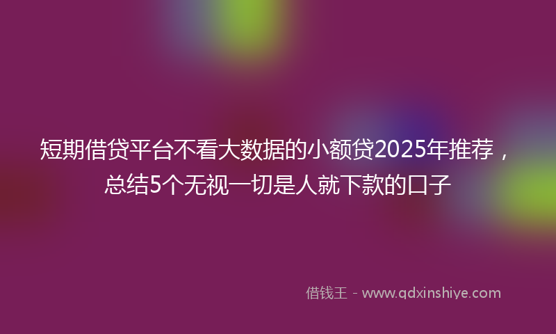 短期借贷平台不看大数据的小额贷2025年推荐，总结5个无视一切是人就下款的口子