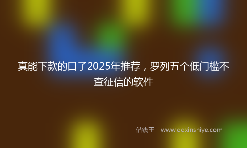 真能下款的口子2025年推荐，罗列五个低门槛不查征信的软件