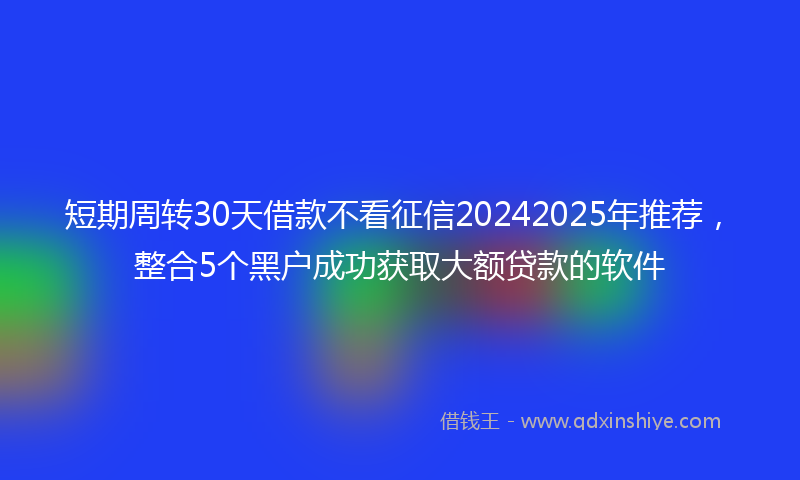 短期周转30天借款不看征信20242025年推荐，整合5个黑户成功获取大额贷款的软件