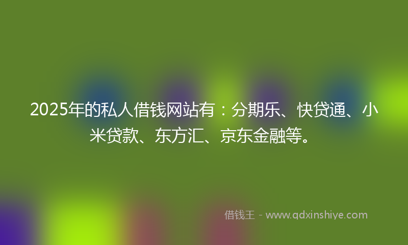 2025年的私人借钱网站有：分期乐、快贷通、小米贷款、东方汇、京东金融等。