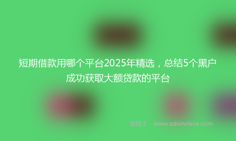 短期借款用哪个平台2025年精选，总结5个黑户成功获取大额贷款的平台