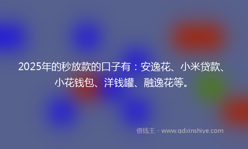 2025年的秒放款的口子有：安逸花、小米贷款、小花钱包、洋钱罐、融逸花等。