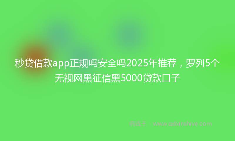 秒贷借款app正规吗安全吗2025年推荐，罗列5个无视网黑征信黑5000贷款口子