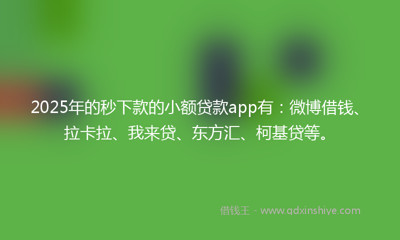 2025年的秒下款的小额贷款app有：微博借钱、拉卡拉、我来贷、东方汇、柯基贷等。