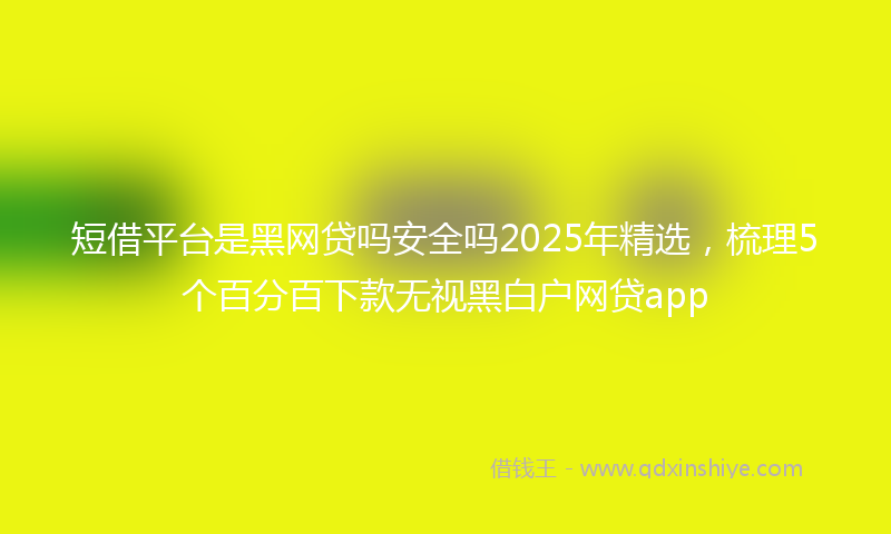 短借平台是黑网贷吗安全吗2025年精选，梳理5个百分百下款无视黑白户网贷app