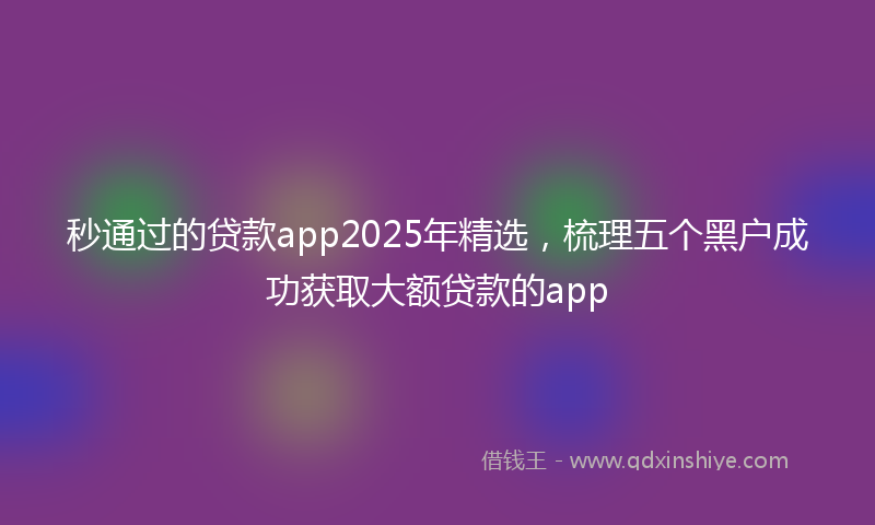 秒通过的贷款app2025年精选，梳理五个黑户成功获取大额贷款的app