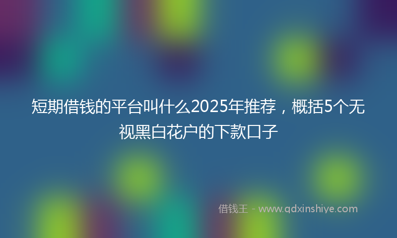 短期借钱的平台叫什么2025年推荐，概括5个无视黑白花户的下款口子