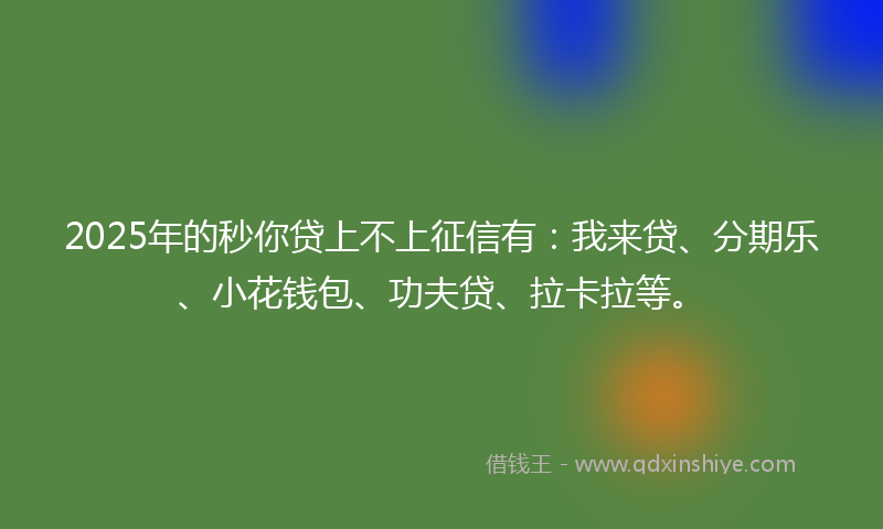 2025年的秒你贷上不上征信有：我来贷、分期乐、小花钱包、功夫贷、拉卡拉等。