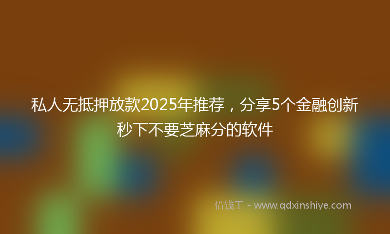 私人无抵押放款2025年推荐，分享5个金融创新秒下不要芝麻分的软件