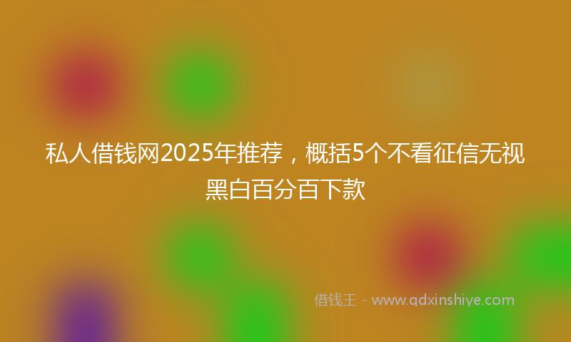 私人借钱网2025年推荐，概括5个不看征信无视黑白百分百下款